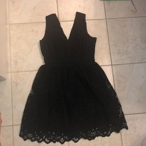 Lulus Black Swan Black Lace Mini Dress